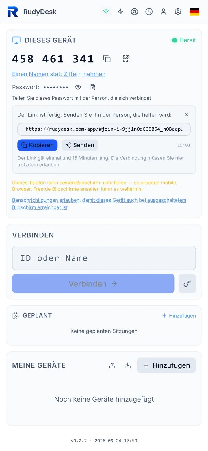 Hilfe per Link — ohne IDs und Passwörter