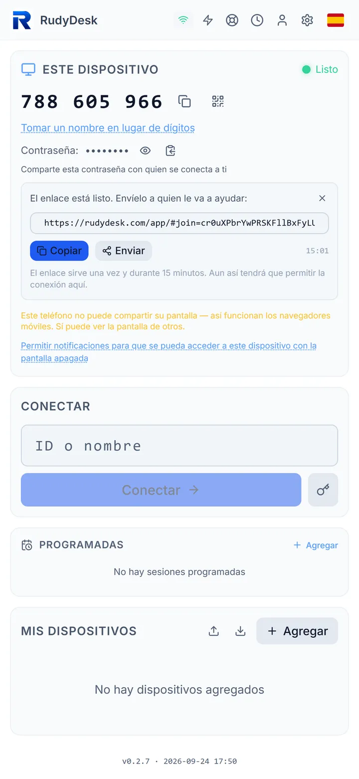 Ayuda por enlace, sin ID ni contraseñas
