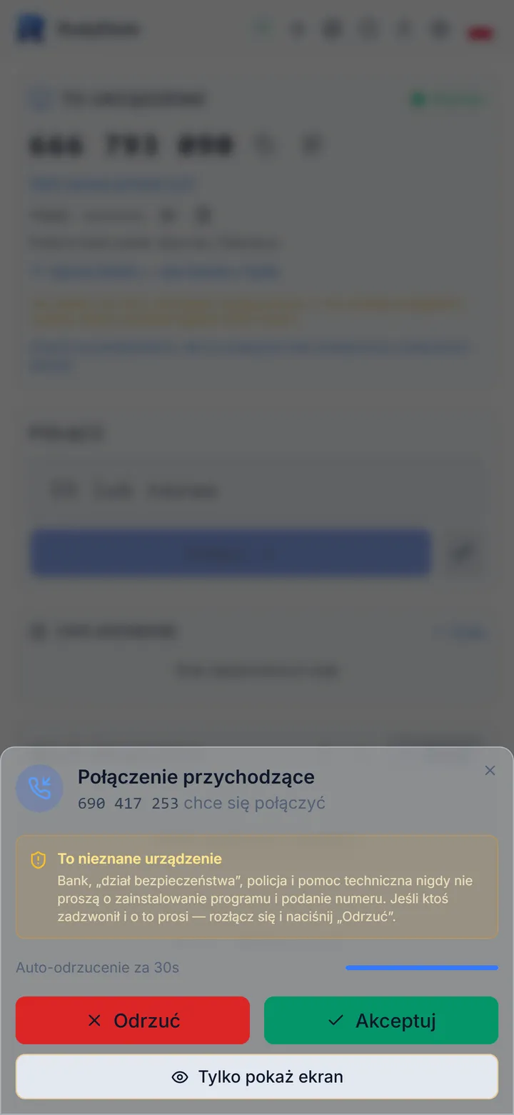 Tylko pokaż ekran — bez sterowania